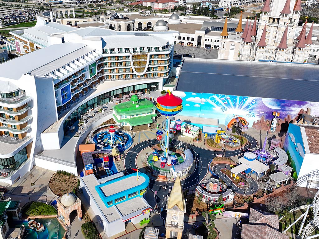 Bild från ovan på hotellets egna nöjespark